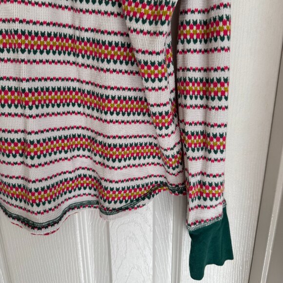 EUC Victoria’s Secret Thermal Top Fair Isle Cream, Pink, and Green Color, Size L - Picture 5 of 14